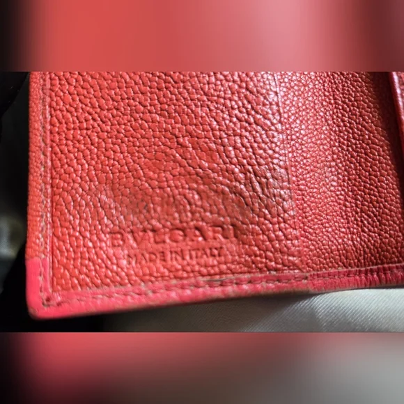 BVLGARI Orange Leather Wallet with Gold Emblem - Picture 10 of 11